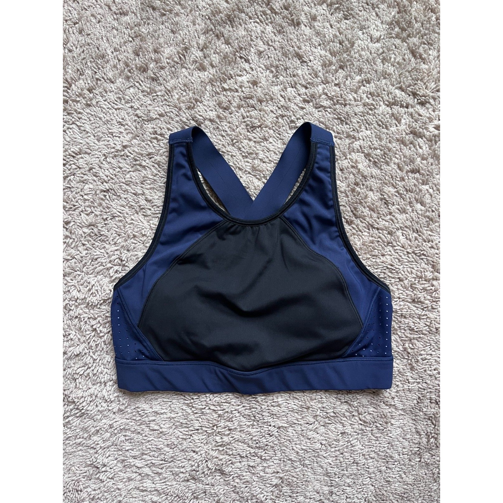 Athleta Rise Up Sports Bra In Navy/Black Size Small